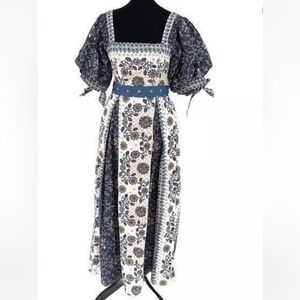 Cleobella Alma Ankle Dress in Navy and Brown